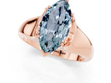 Rose gold Marquise Cut Aquamarine Solitaire Ring with Wide Band and Prong Setting_1