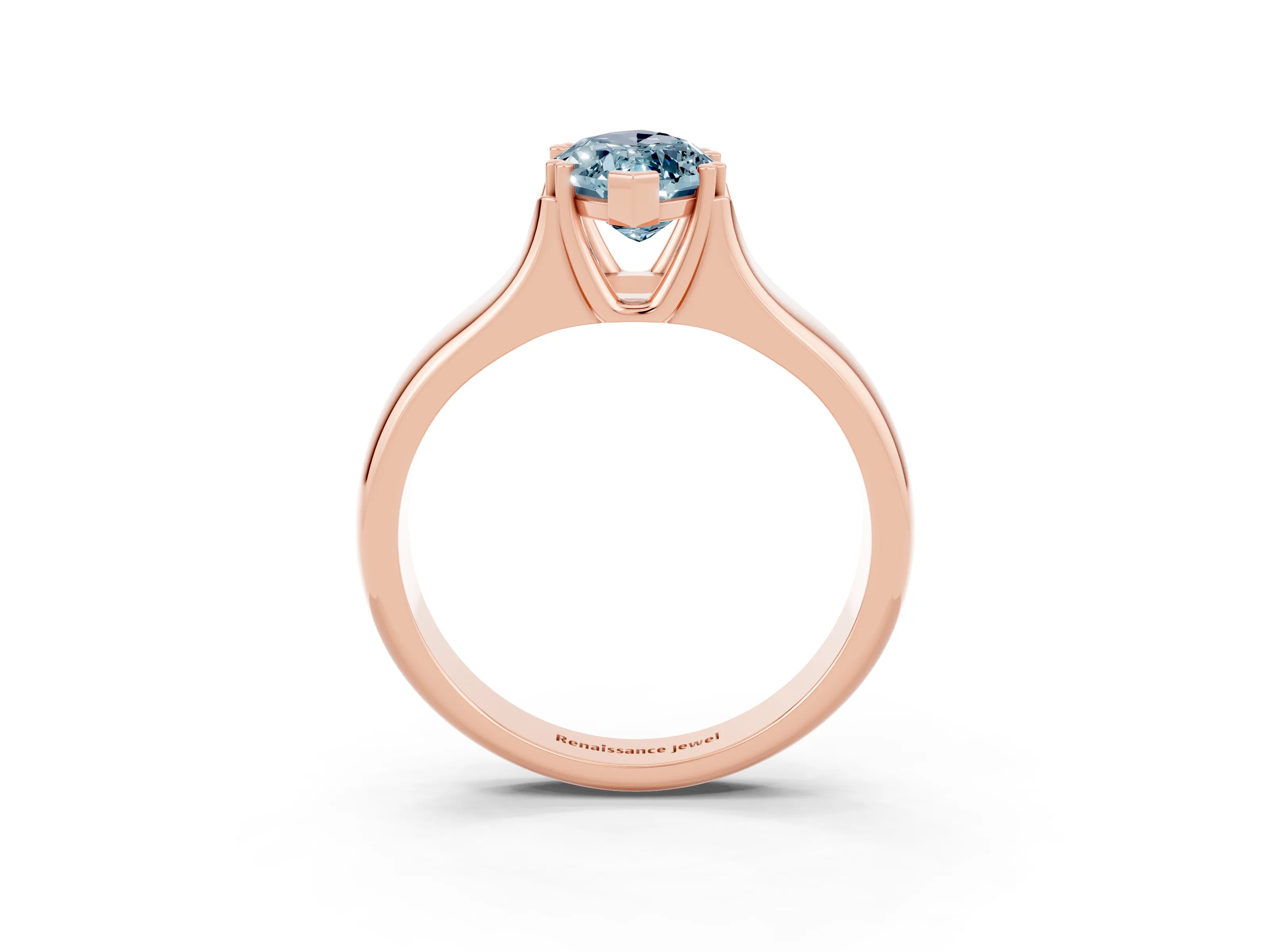 Rose gold Marquise Cut Aquamarine Solitaire Ring with Wide Band and Prong Setting_3