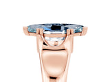 Rose gold Marquise Cut Aquamarine Solitaire Ring with Wide Band and Prong Setting_5