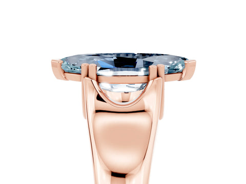 Rose gold Marquise Cut Aquamarine Solitaire Ring with Wide Band and Prong Setting_5