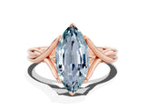 Rose gold Marquise Cut Aquamarine Solitaire Twist Band Prong Setting Ring_36