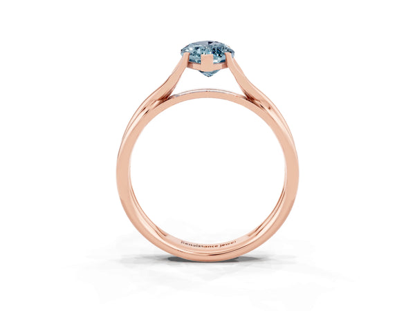Rose gold Marquise Cut Aquamarine Solitaire Twist Band Prong Setting Ring