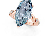 Rose gold Marquise Cut Aquamarine Solitaire Twisted Band with Round  Accents and Prong Setting_13