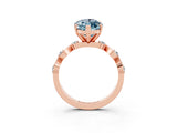Rose gold Marquise Cut Aquamarine Solitaire Twisted Band with Round  Accents and Prong Setting_15