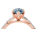 Rose gold Marquise Cut Aquamarine Solitaire with Side Baguettes and Channel Set Band_4