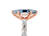 Rose gold Marquise Cut Aquamarine Solitaire with Side Baguettes and Channel Set Band_5
