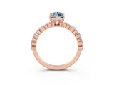 Rose gold Marquise Cut Aquamarine Solitaire with Side Stones, Pave Band, Four-Prong Setting_39