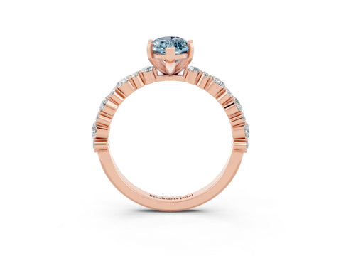 Rose gold Marquise Cut Aquamarine Solitaire with Side Stones, Pave Band, Four-Prong Setting_39