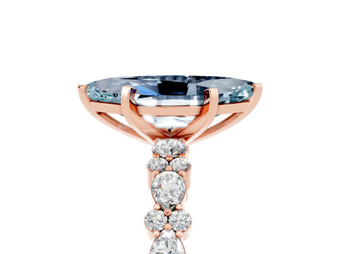 Rose gold Marquise Cut Aquamarine Solitaire with Side Stones, Pave Band, Four-Prong Setting_41