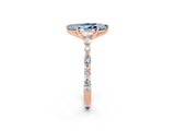 Rose gold Marquise Cut Aquamarine Solitaire with Side Stones on a Pavé Band and Four-Prong Setting_2