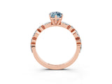 Rose gold Marquise Cut Aquamarine Solitaire with Side Stones on a Pavé Band and Four-Prong Setting_3
