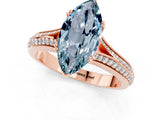Rose gold Marquise Cut Aquamarine Split Shank Engagement Ring with Pavé Band_1