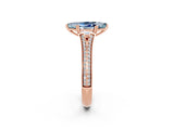 Rose gold Marquise Cut Aquamarine Split Shank Engagement Ring with Pavé Band_2