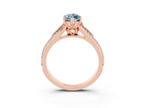 Rose gold Marquise Cut Aquamarine Split Shank Engagement Ring with Pavé Band_3