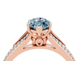 Rose gold Marquise Cut Aquamarine Split Shank Engagement Ring with Pavé Band_4