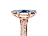 Rose gold Marquise Cut Aquamarine Split Shank Engagement Ring with Pavé Band_5