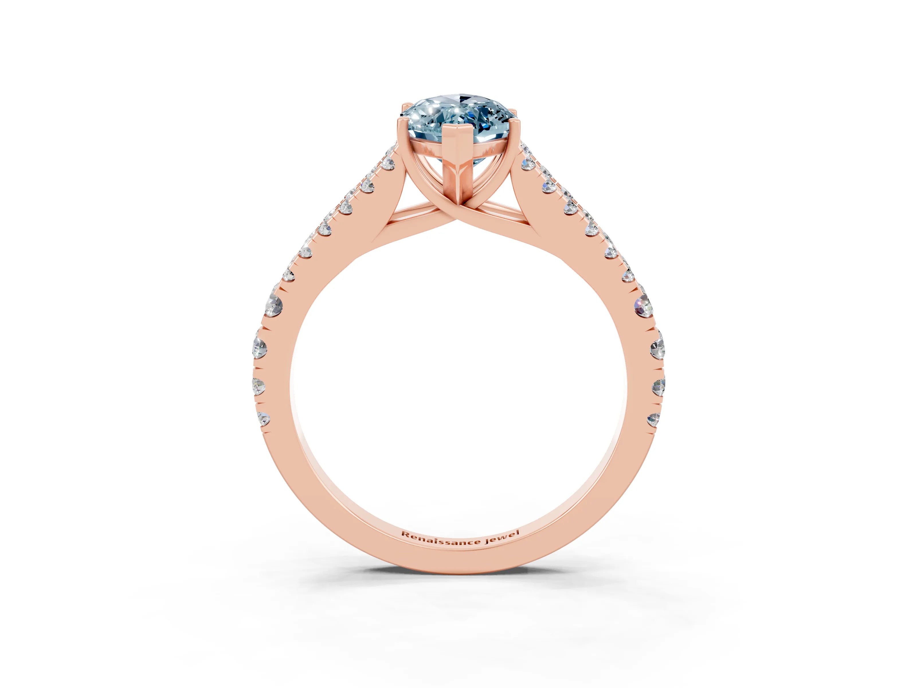 Rose gold Marquise Cut Aquamarine Split Shank Pavé Engagement Ring with Four-Prong Setting_15