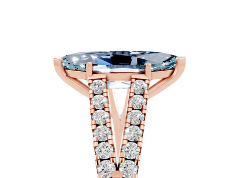 Rose gold Marquise Cut Aquamarine Split Shank Pavé Engagement Ring with Four-Prong Setting_17