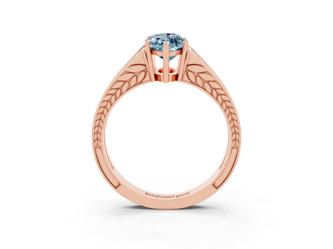 Rose gold Marquise Cut Aquamarine Split Shank Ring with Pavé Band and Four-Prong Setting_3