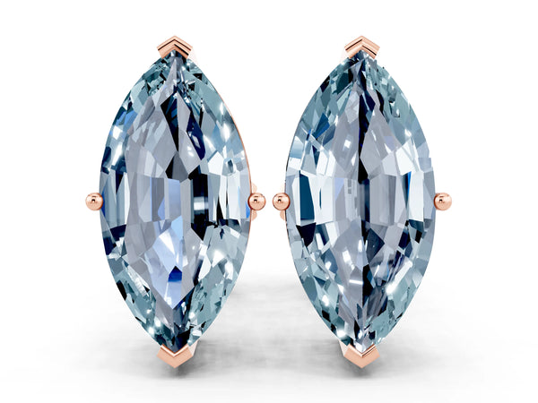 Rose gold Marquise Cut Aquamarine Stud Earrings