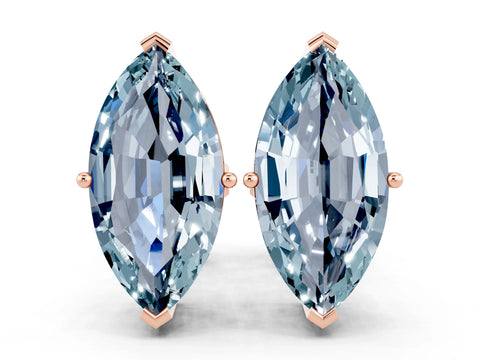 Rose gold Marquise Cut Aquamarine Stud Earrings_30