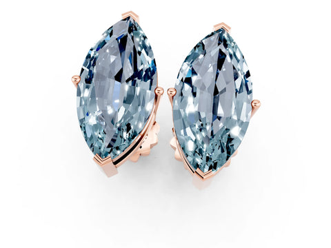 Rose gold Marquise Cut Aquamarine Stud Earrings_31