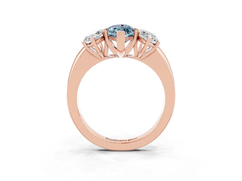Rose gold Marquise Cut Aquamarine Three-Stone Ring with Four-Prong Setting and Classic Band_3