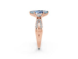 Rose gold Marquise Cut Aquamarine Three-Stone Ring with Pavé Split Shank and Four-Prong Setting_14
