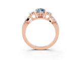 Rose gold Marquise Cut Aquamarine Three-Stone Ring with Pavé Split Shank and Four-Prong Setting_15