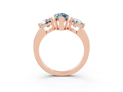 Rose gold Marquise Cut Aquamarine Three-Stone Ring with Prong Setting and Classic Band_3