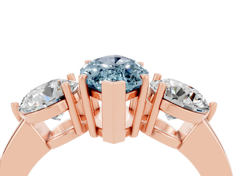 Rose gold Marquise Cut Aquamarine Three-Stone Ring with Prong Setting and Classic Band_4