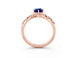 Rose gold Marquise Cut Blue Sapphire Cluster Side Stone Solitaire Ring with Prong Setting_27