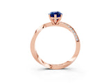 Rose gold Marquise Cut Blue Sapphire Engagement Ring with Side Stone Accents and Four-Prong Setting_30