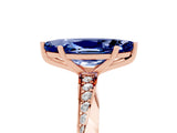 Rose gold Marquise Cut Blue Sapphire Engagement Ring with Side Stone Accents and Four-Prong Setting_32