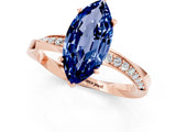 Rose gold Marquise Cut Blue Sapphire Engagement Ring with Side Stone Accents and Four-Prong Setting_61