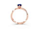 Rose gold Marquise Cut Blue Sapphire Engagement Ring with Side Stone Accents and Four-Prong Setting_63
