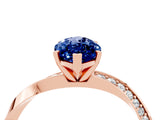 Rose gold Marquise Cut Blue Sapphire Engagement Ring with Side Stone Accents and Four-Prong Setting_64