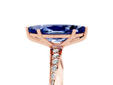 Rose gold Marquise Cut Blue Sapphire Engagement Ring with Side Stone Accents and Four-Prong Setting_65