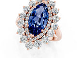 Rose gold Marquise Cut Blue Sapphire Floral Double Halo Engagement Ring with Prong Setting_49