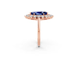 Rose gold Marquise Cut Blue Sapphire Floral Double Halo Engagement Ring with Prong Setting_50