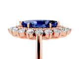 Rose gold Marquise Cut Blue Sapphire Floral Double Halo Engagement Ring with Prong Setting_53