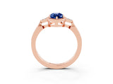 Rose gold Marquise Cut Blue Sapphire Halo Ring with Tapered Band and Four-Prong Setting_3