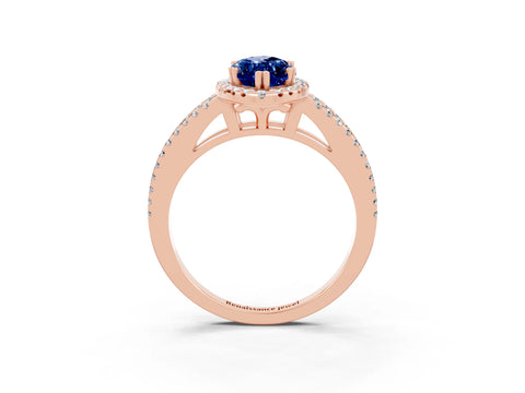 Rose gold Marquise Cut Blue Sapphire Halo Split Shank Engagement Ring_15