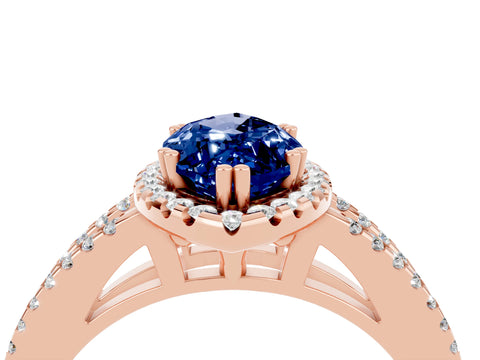 Rose gold Marquise Cut Blue Sapphire Halo Split Shank Engagement Ring_16