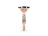 Rose gold Marquise Cut Blue Sapphire  Halo Twist Band Solitaire Prong Setting Ring_38