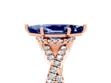 Rose gold Marquise Cut Blue Sapphire  Halo Twist Band Solitaire Prong Setting Ring_41
