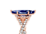Rose gold Marquise Cut Blue Sapphire Halo Twist Band Solitaire Prong Setting Ring_5