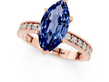 Rose gold Marquise Cut Blue Sapphire Milgrain Pavé Engagement Ring with Four-Prong Setting_1