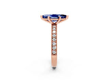 Rose gold Marquise Cut Blue Sapphire Milgrain Pavé Engagement Ring with Four-Prong Setting_2