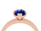 Rose gold Marquise Cut Blue Sapphire Milgrain Pavé Engagement Ring with Four-Prong Setting_4